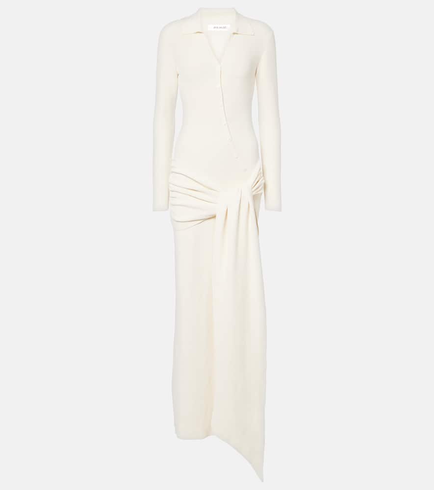 Saros draped cotton-blend maxi dress