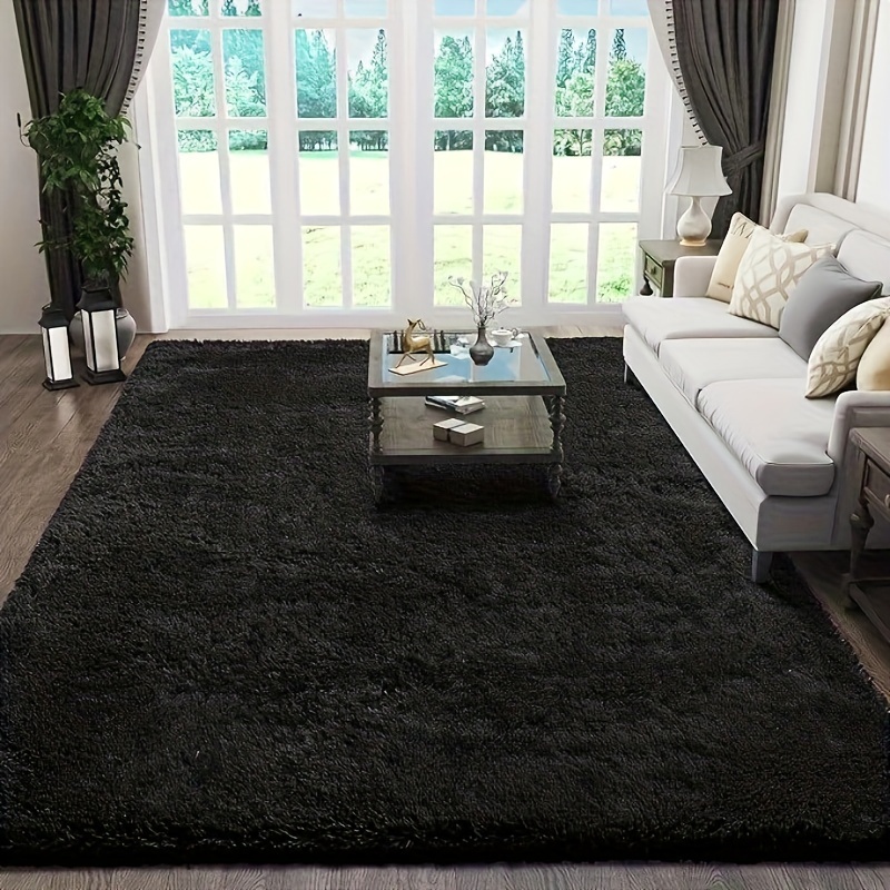 TEMU Luxury Shag Area Rug Modern Rectangle Plush Fuzzy Rugs Machine Washable Non-shedding Bedroom Bedside Rugs Non-slip Furry Carpets For Living