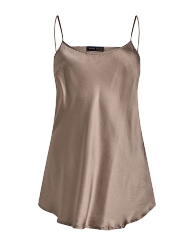 Woman Top Taupe Size M Silk, Elastane