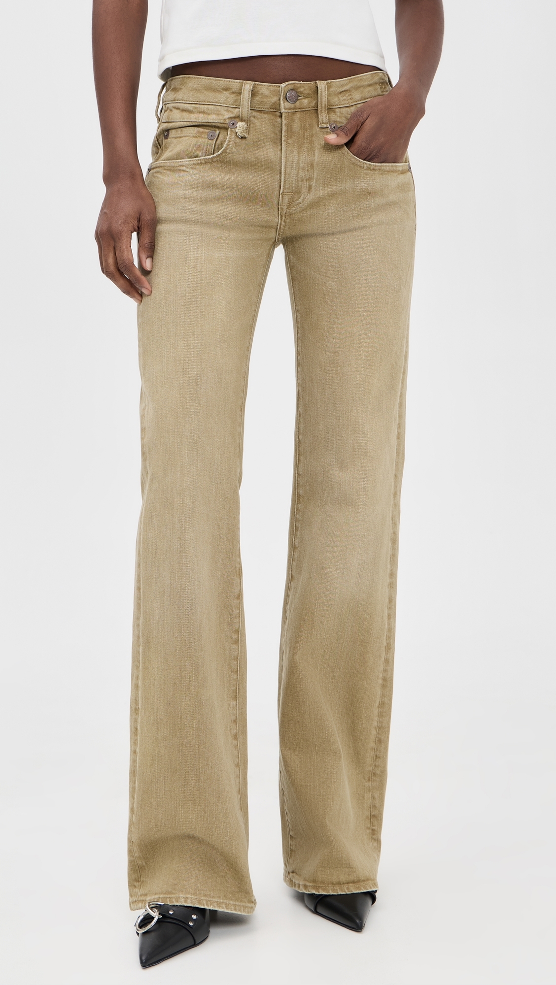 Boy Flare Jeans Olive Green Haze Stretch
