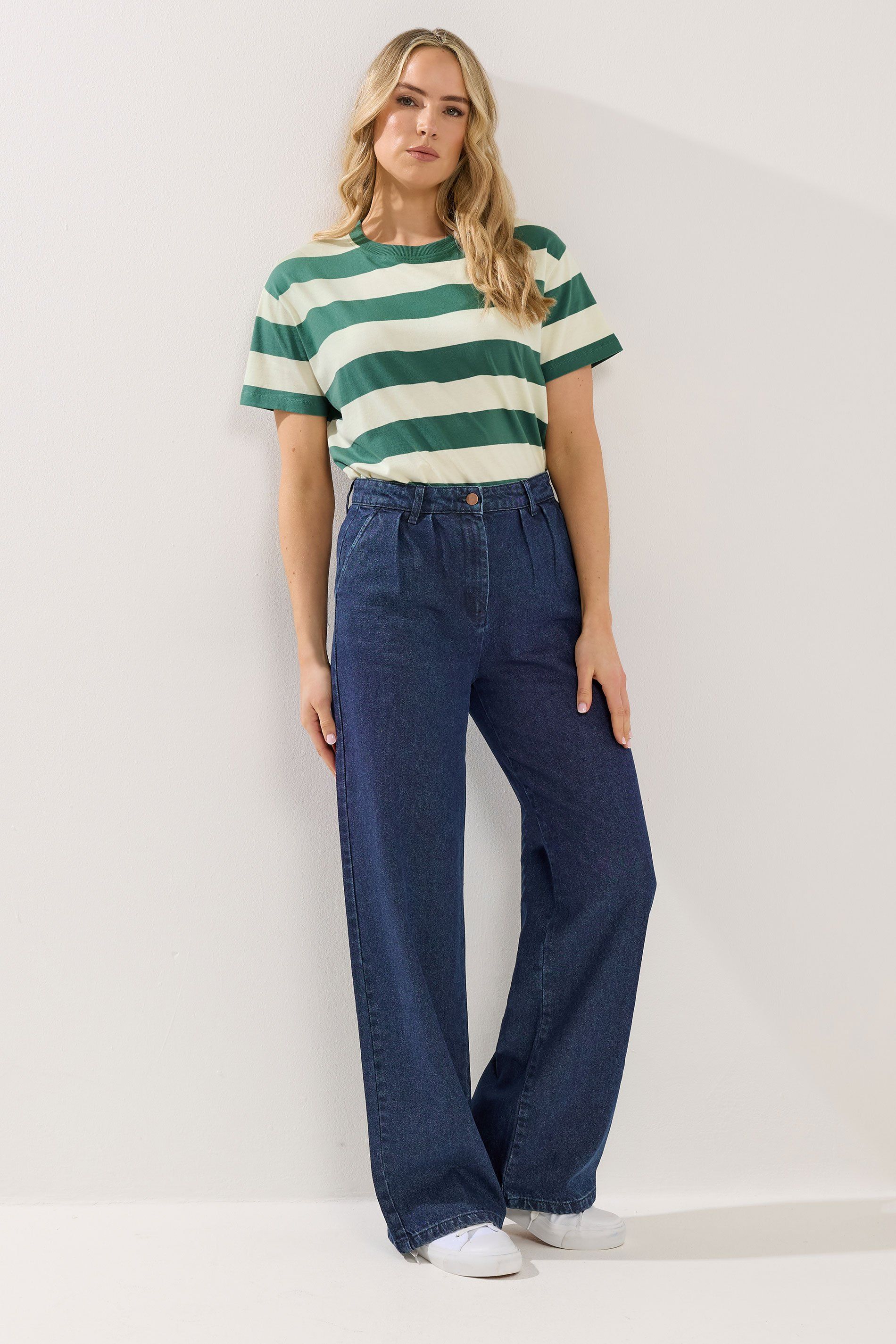 Long Tall Sally Tall Pleated Wide Leg Jeans In Indigo