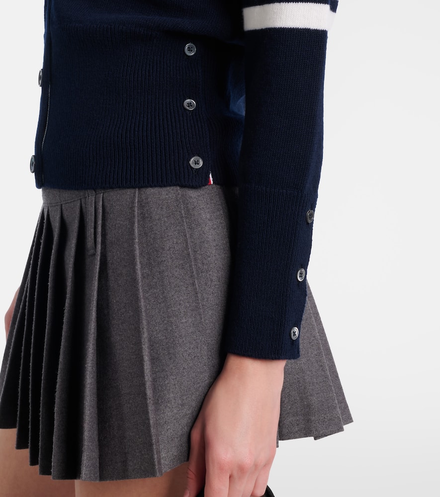4-Bar intarsia virgin wool cardigan