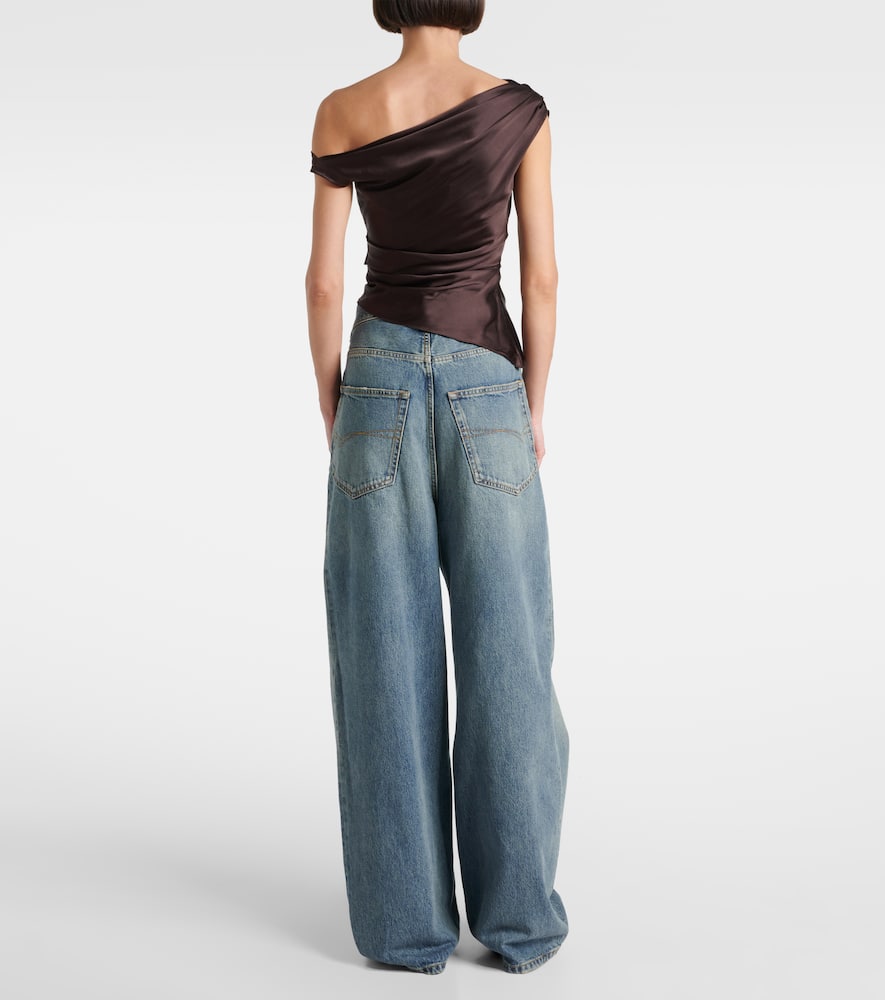 Phare one-shoulder silk-blend satin top