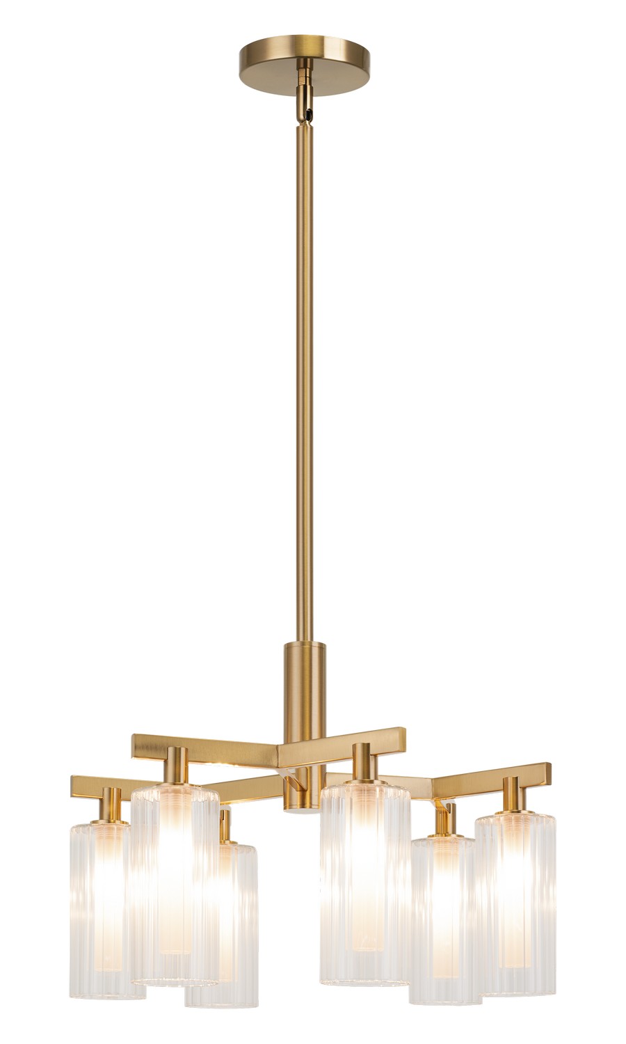 Aged Gold Brass Six Light Chandelier from the Kristof Collection