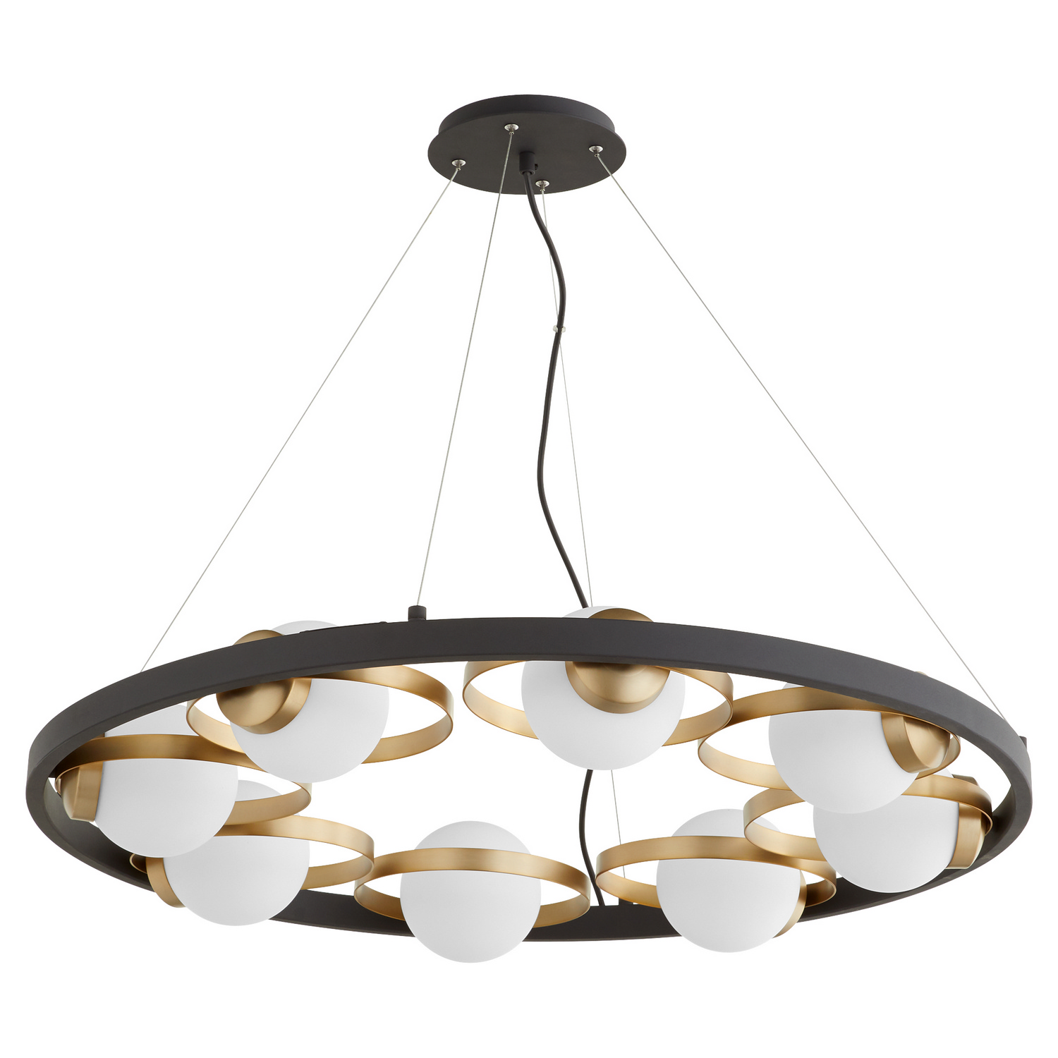 Nimbus 8-Light Chandelier in Textured Black w with Aged Bra