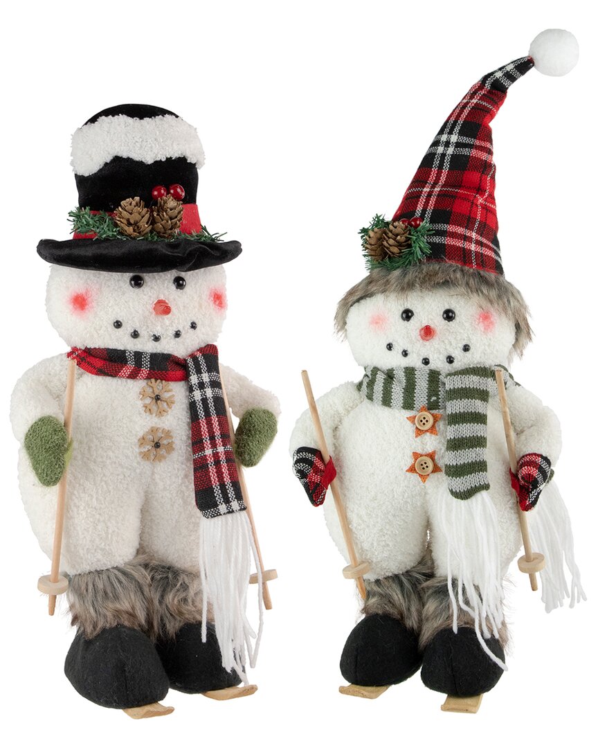 Northlight Set of 2 Winter Skiing Snowmen Christmas Table Top Decorations