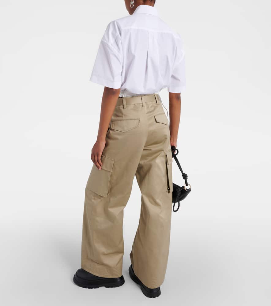 High-rise cotton gabardine straight pants