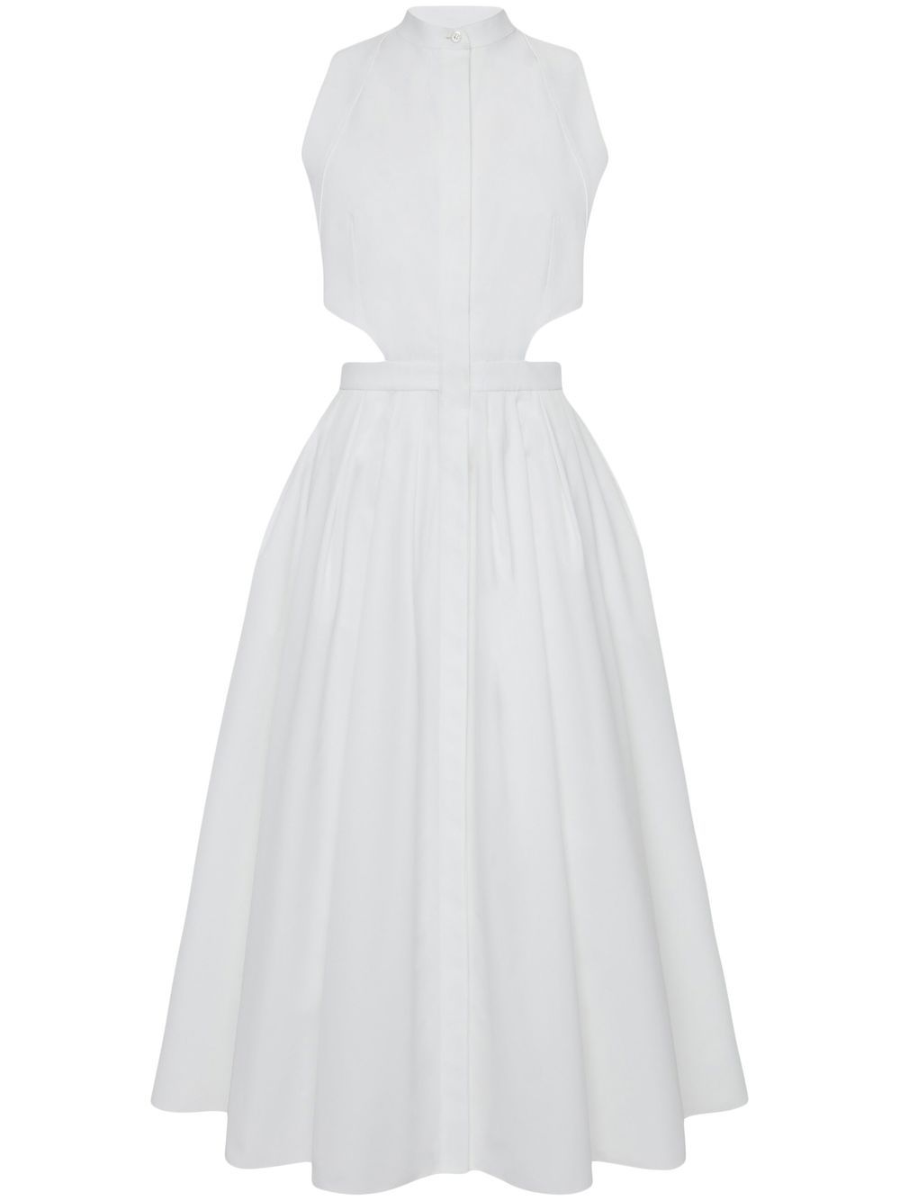 Sleeveless cut-out flared dress - White