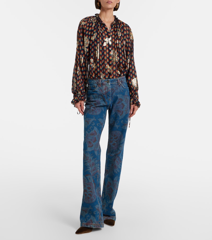 Floral flared jeans