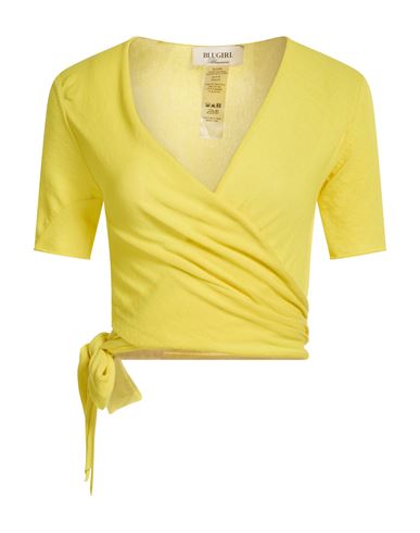 Woman Wrap cardigans Yellow Size S Cotton, Polyamide, Elastane
