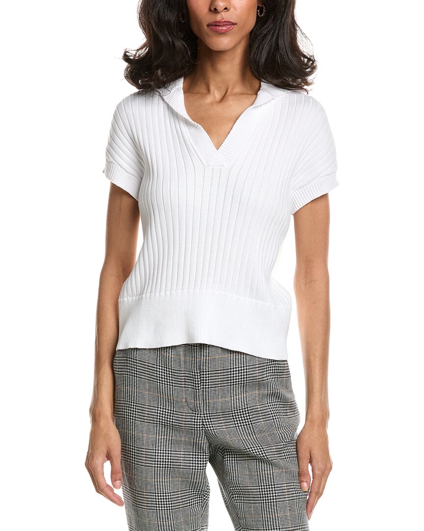 Rib Cap Sleeve Polo Sweater