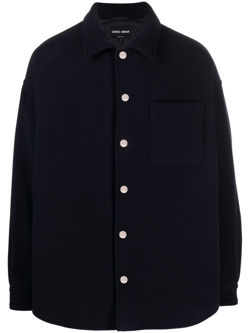 Felted virgin wool shirt jacket - Blue