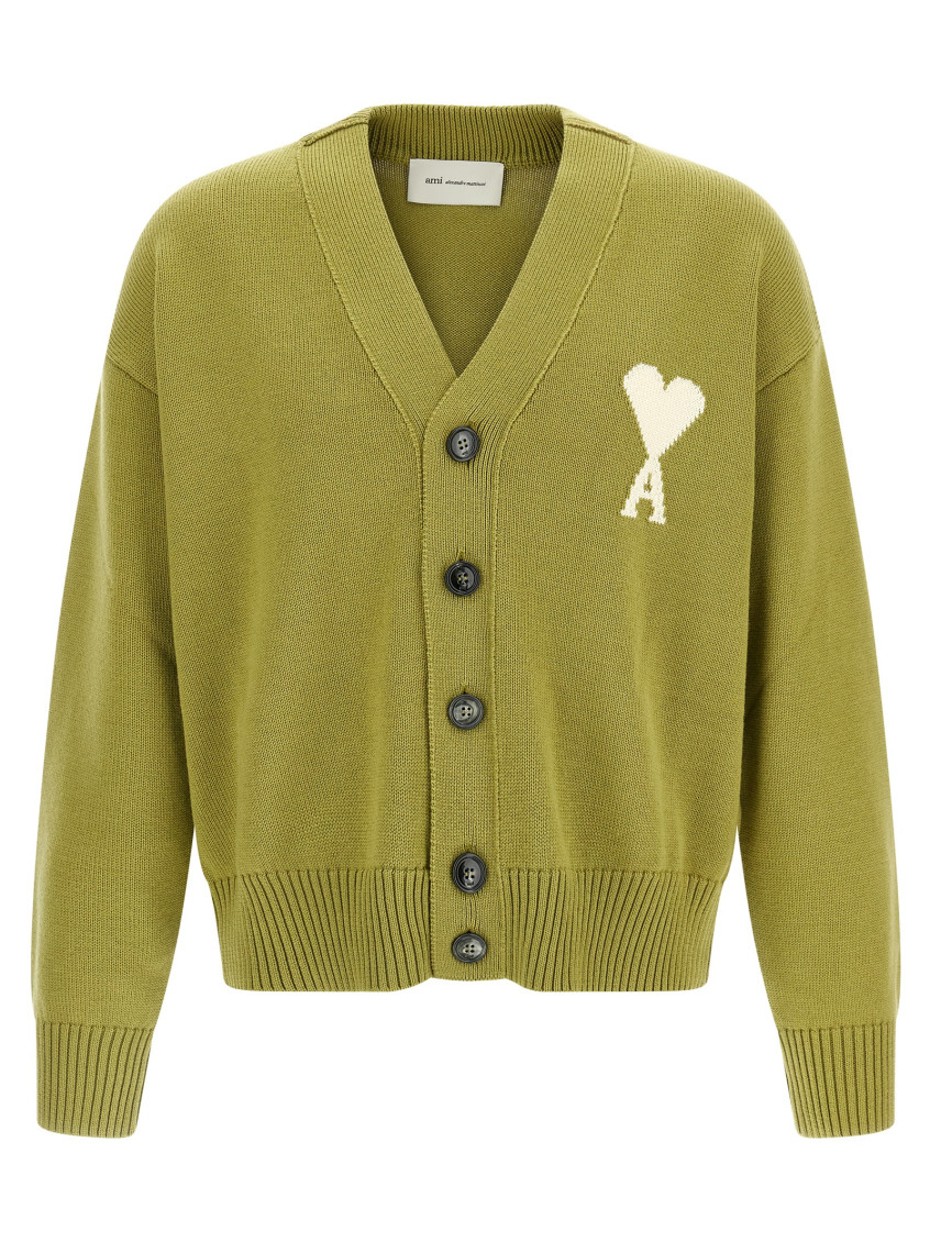 Ami Paris - ami de coeur v neck knit cardigan