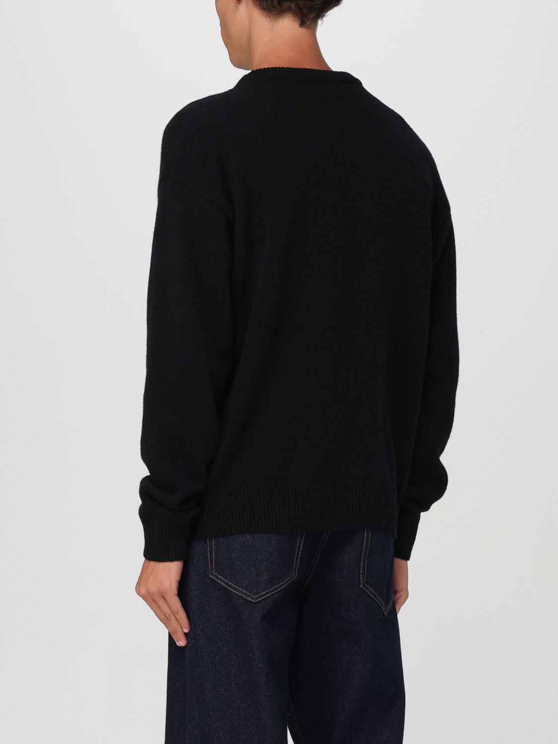 Embroidered-logo knitted jumper - Black