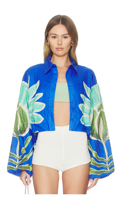 The Wolf Gang Concha Bubble Shirt in Royal. S. Also in