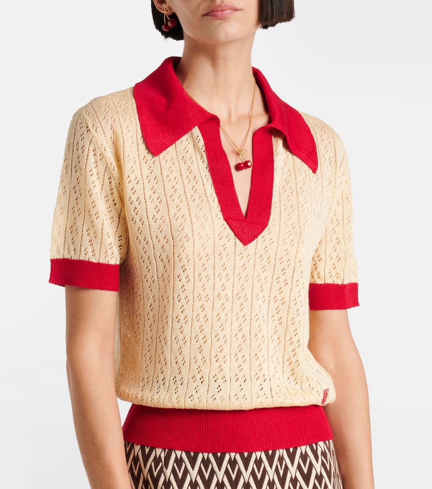Linen-blend polo sweater