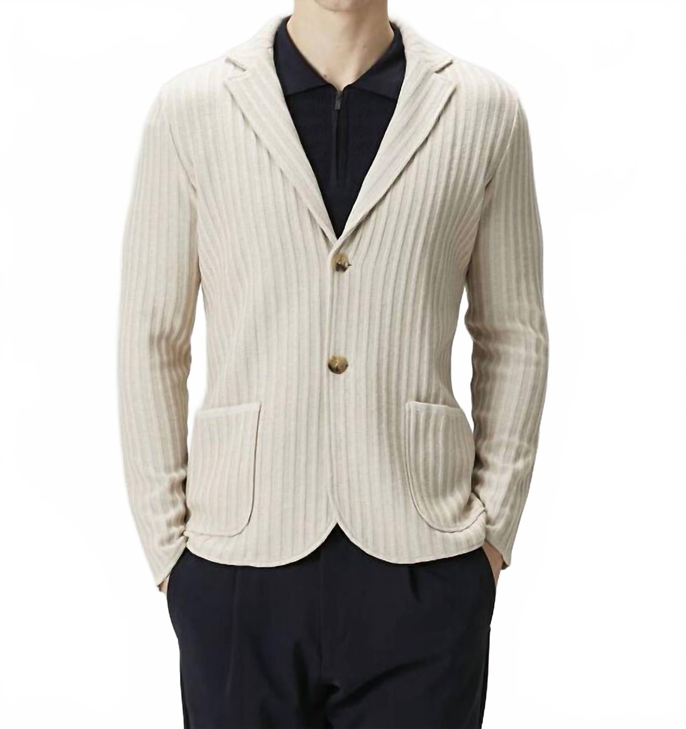 Soft Cashmere Rib Blazer In Light Beige