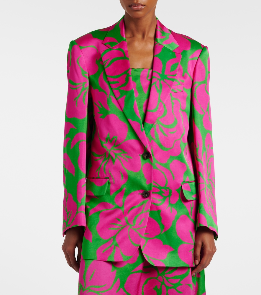 Floral satin blazer