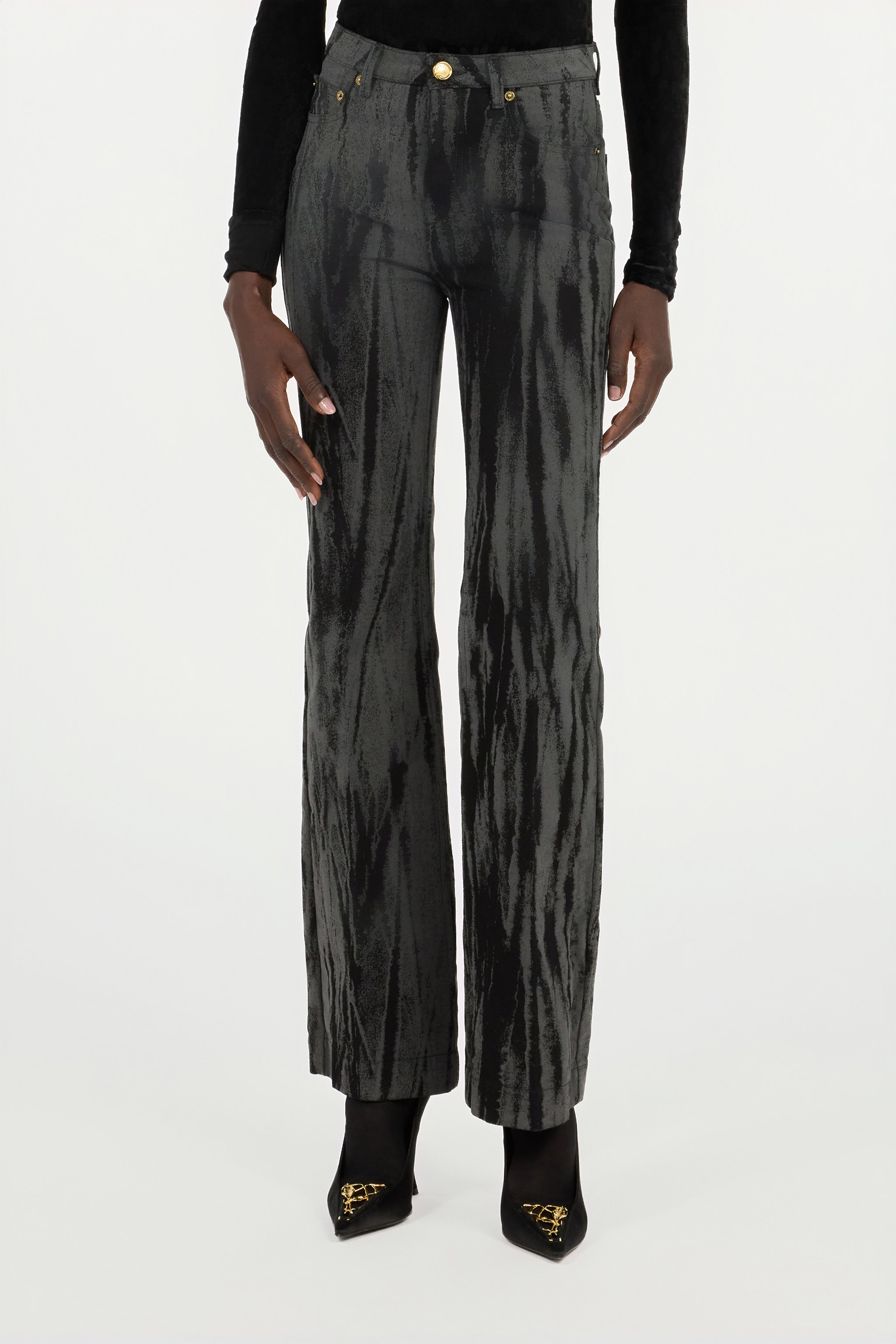 Black Denim Jeans With A Streak Effect