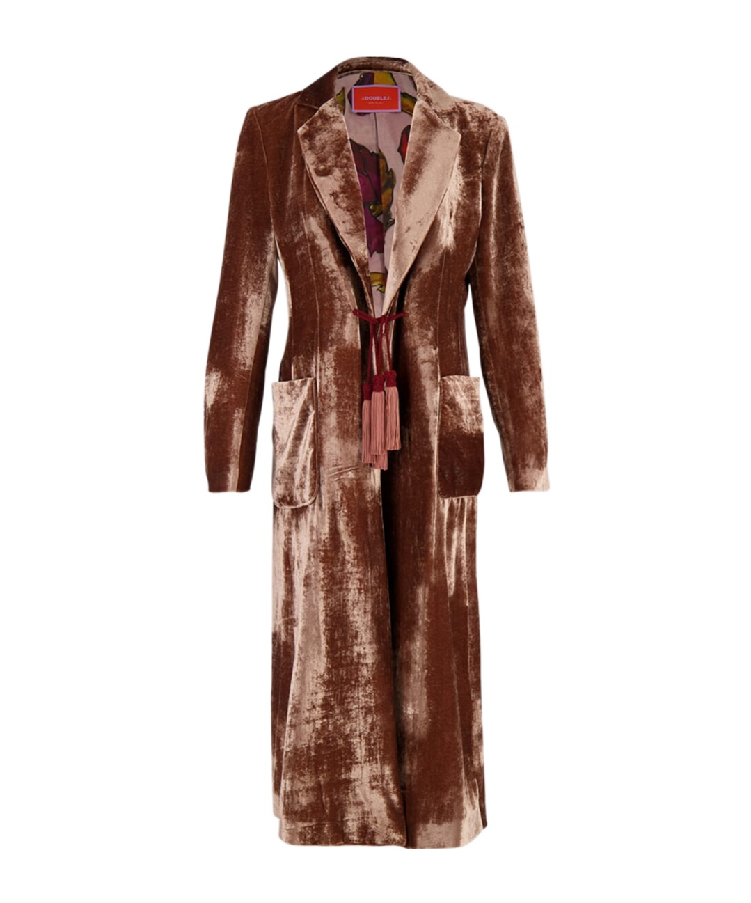 Tassel-detail velvet coat