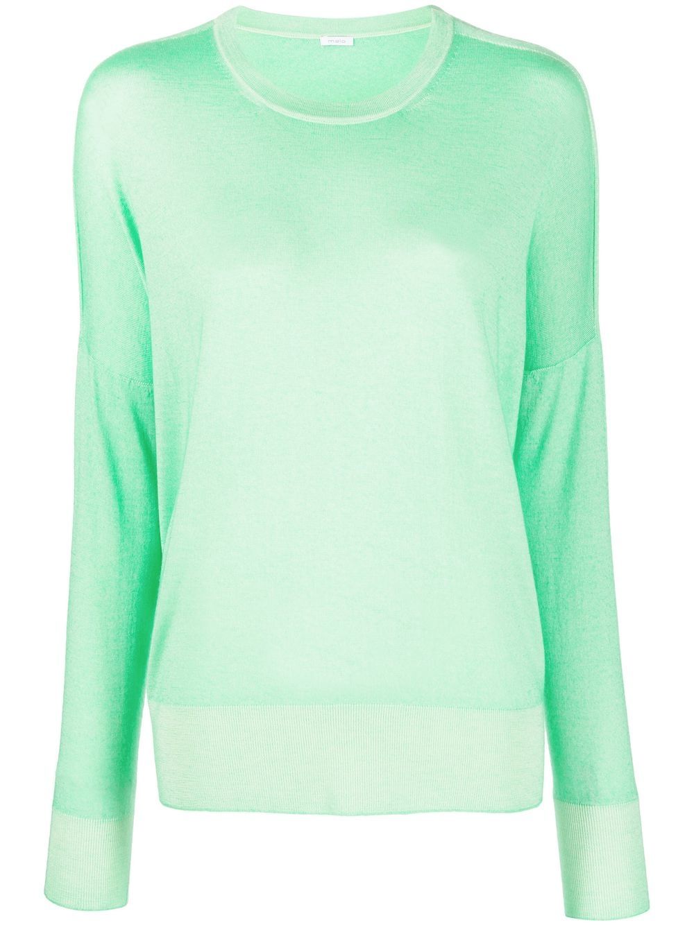 Crew-neck fine-knit jumper - Green