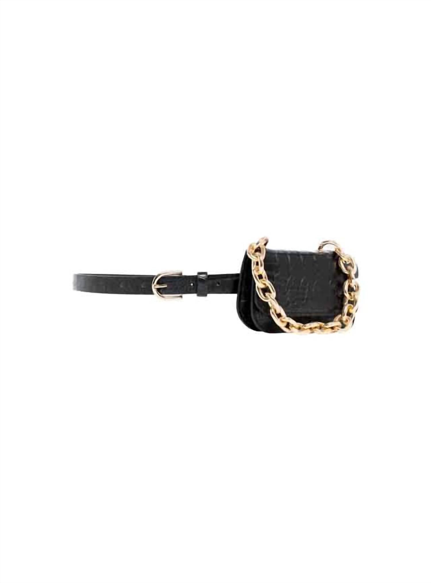 Crocodile Belt Purse In Black