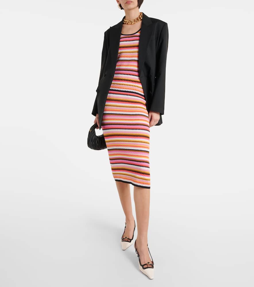 Cotton-blend midi skirt