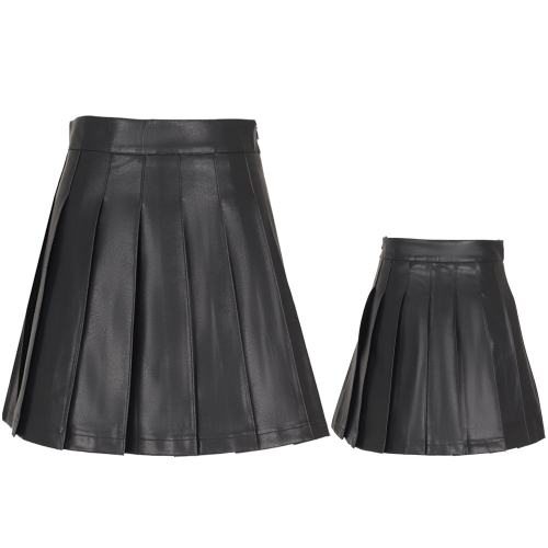 Spring and autumn simple leather products faux leather pleated women's golf skirt DOSLSK19