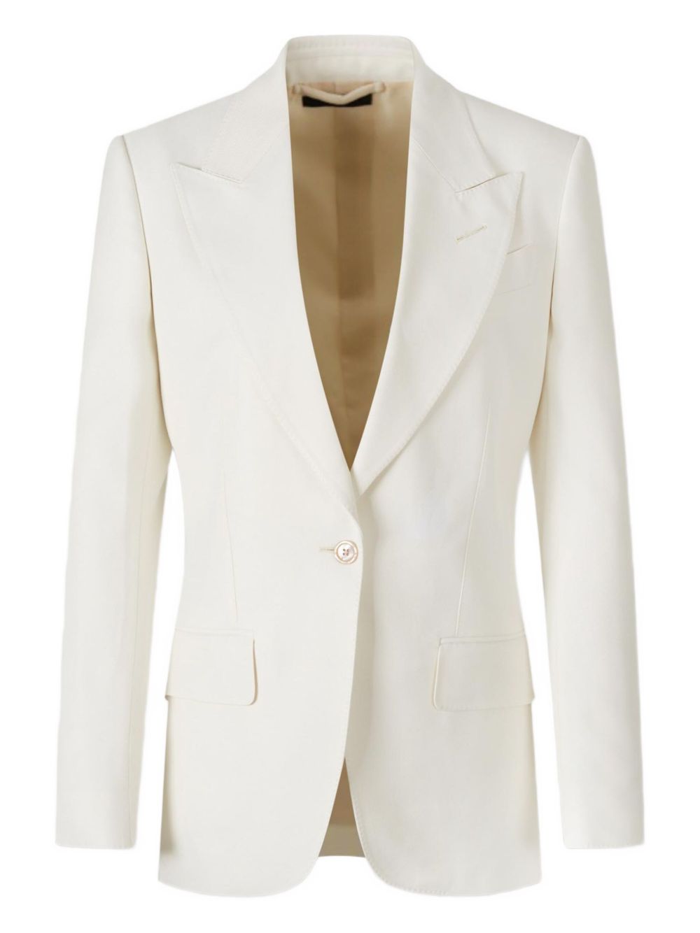 Single-breasted twill blazer - Neutrals