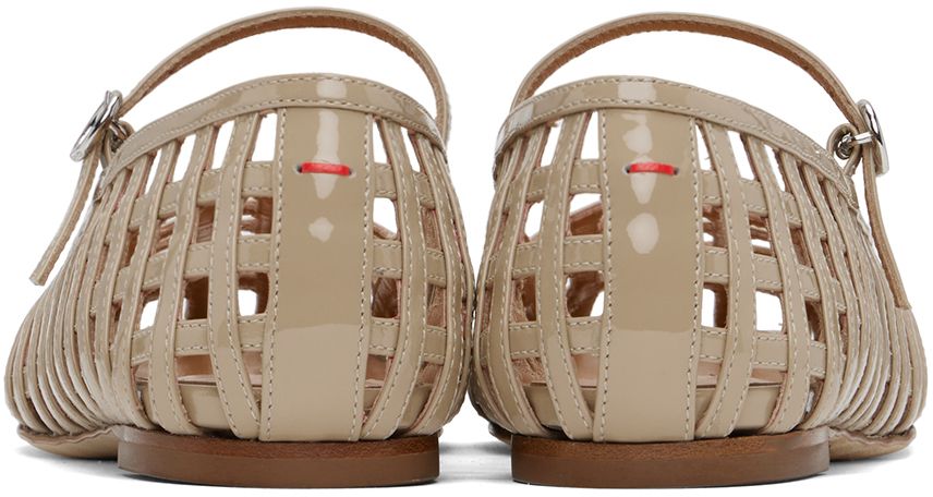 Aeyde Beige Uma Caged Mary-Jane Ballerina Flats