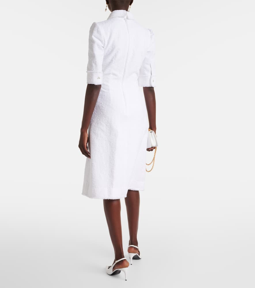 Cotton-blend tweed shirt midi dress