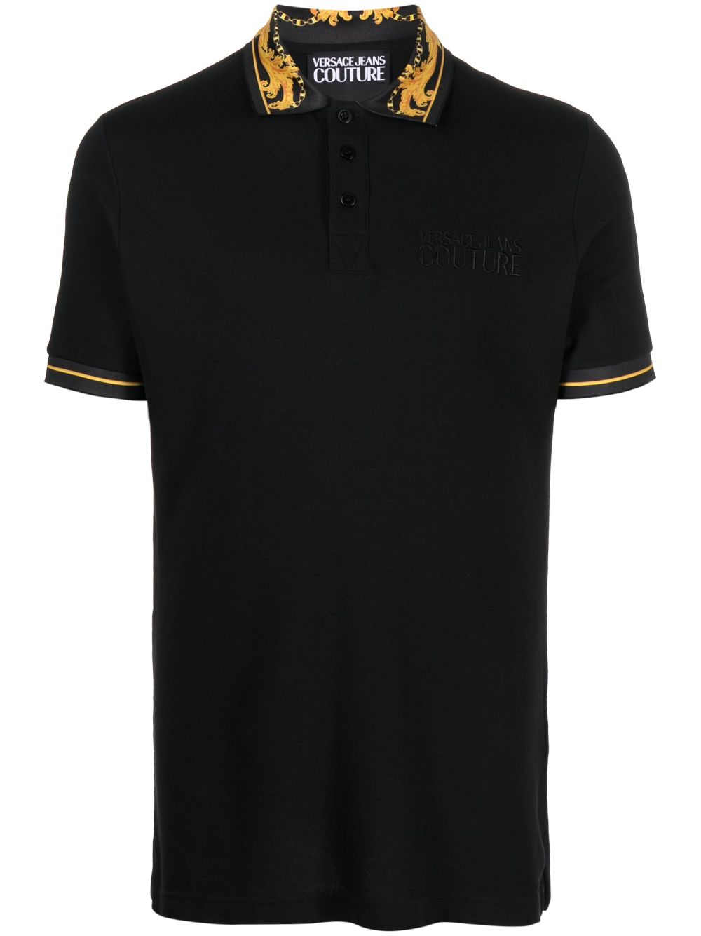 Baroque-pattern polo shirt - Black