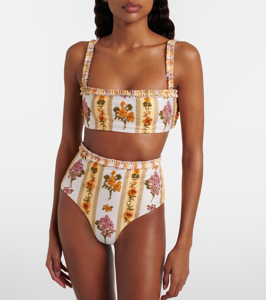 Floral embroidered bikini top