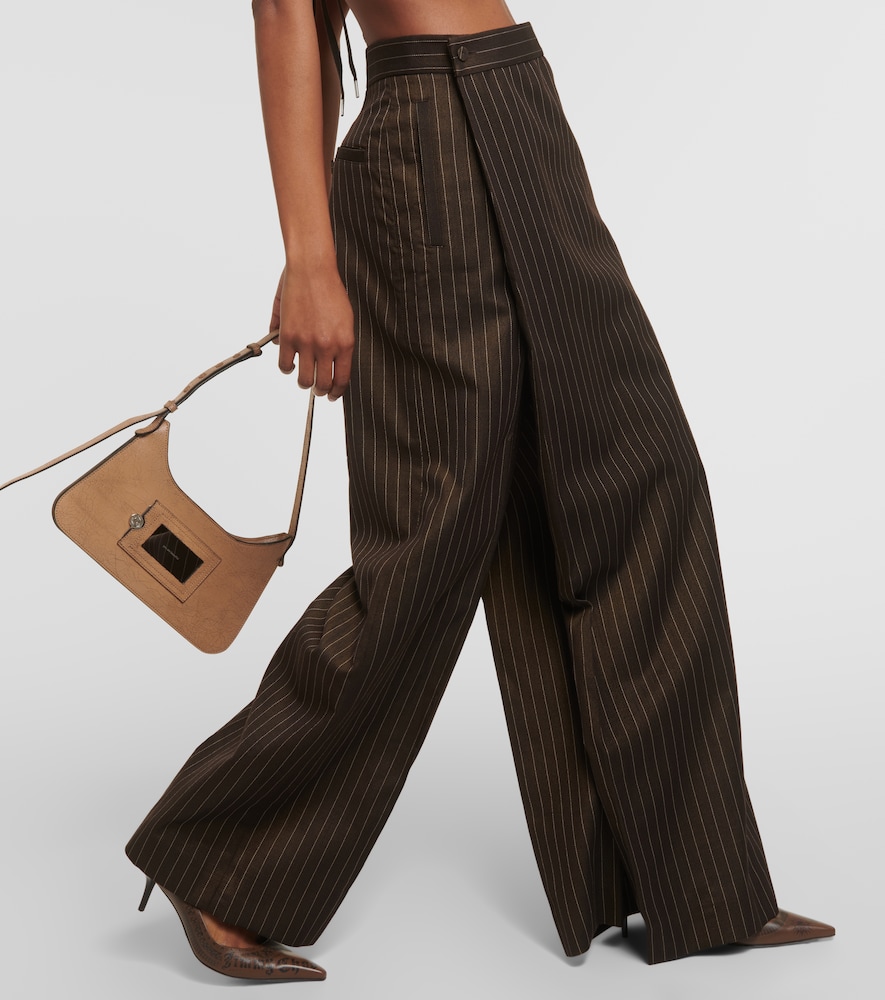 Tattoo pinstripe wool-blend maxi skirt