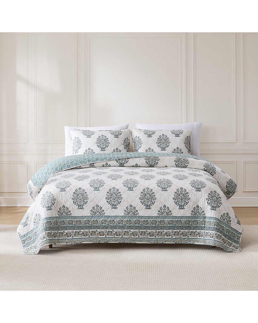 Sofia Flower Block Bouquet Reversible Cotton Quilt Set