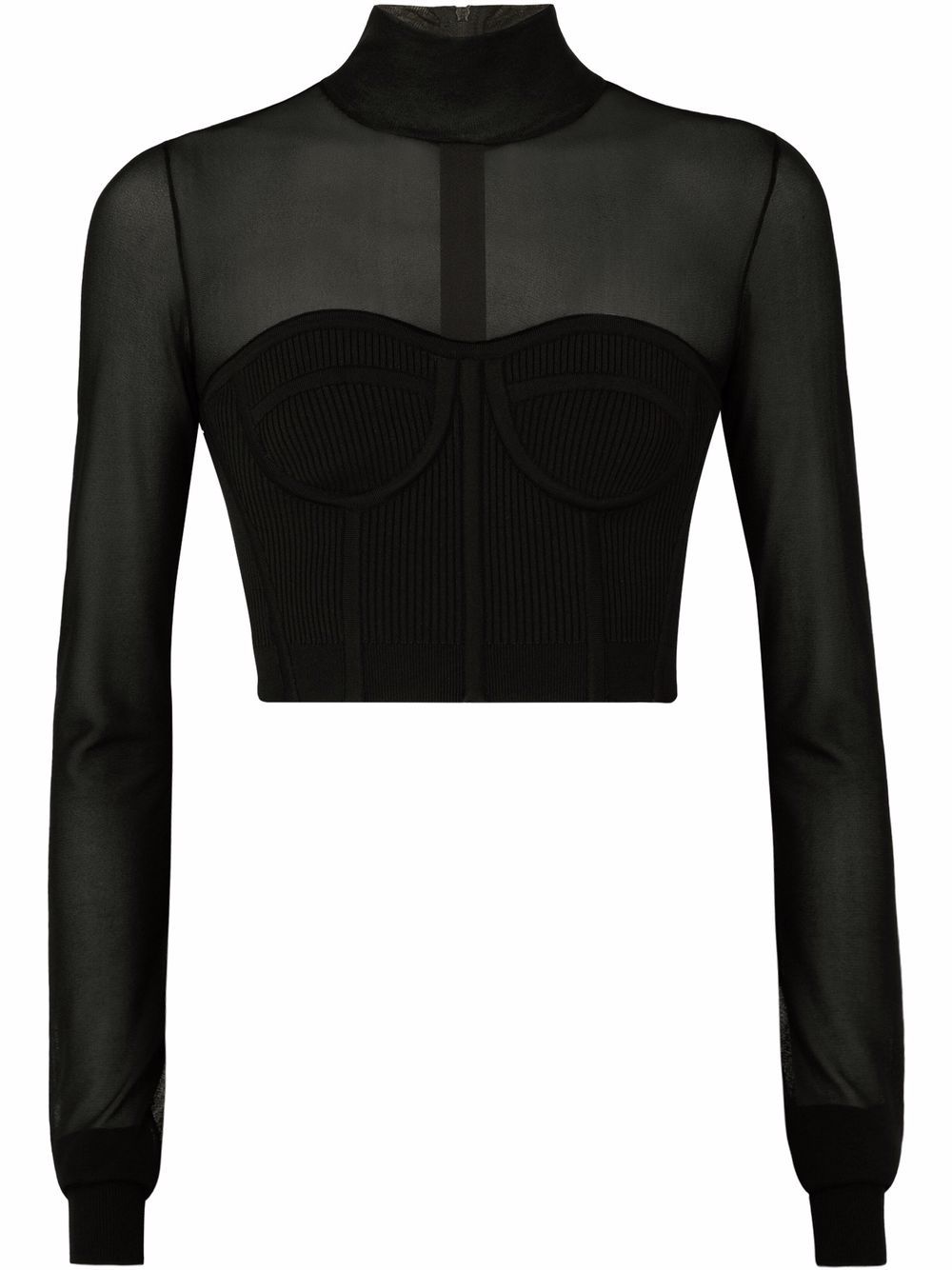 Sheer-panel knitted top - Black