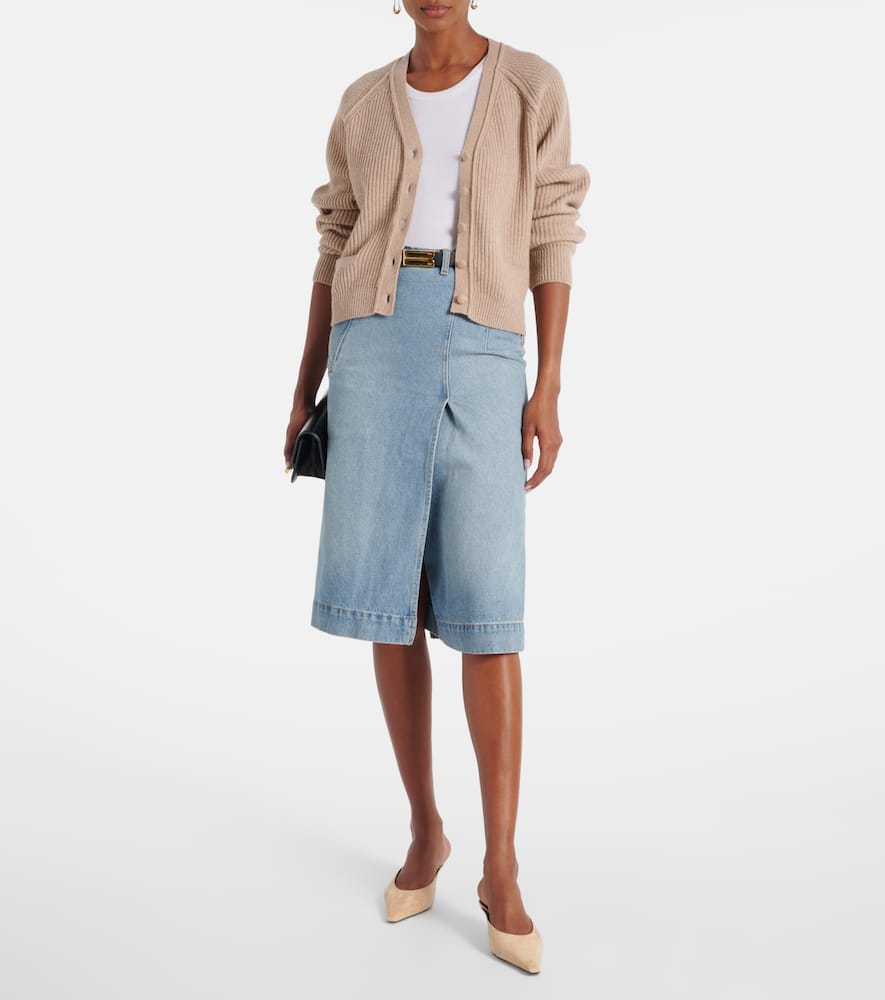 Ribbed-knit wool and cashmere cardigan
