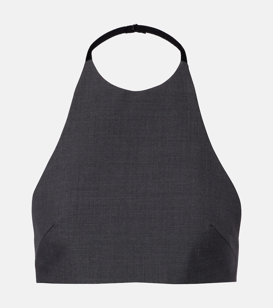 Halterneck virgin wool crop top