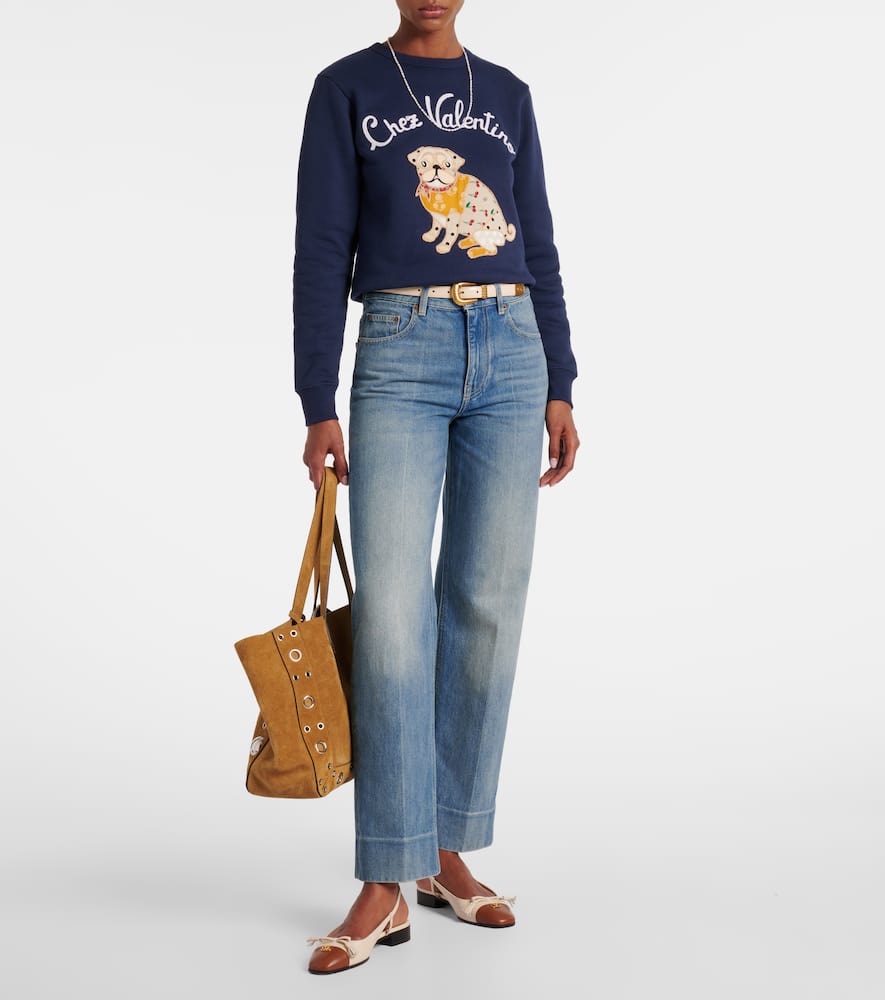 Embroidered cotton jersey sweatshirt