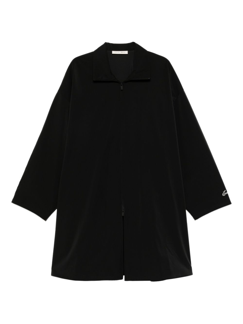 Zip-front three-quarter sleeves coat - Black