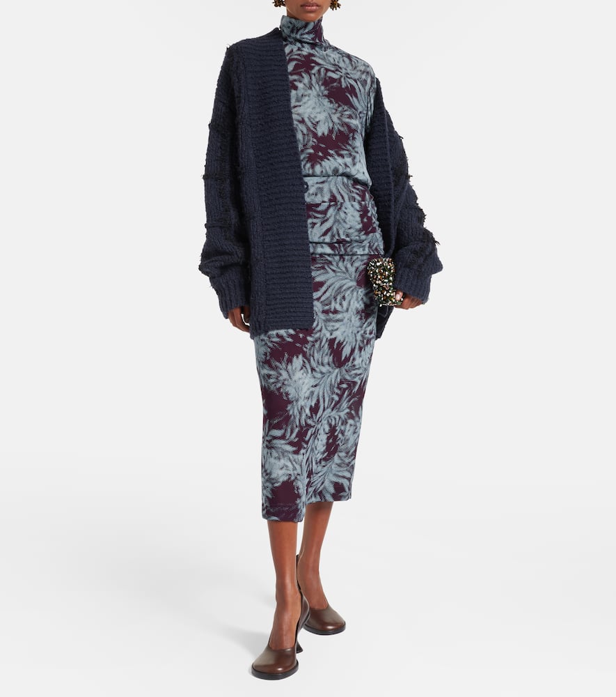 Printed sheer chiffon turtleneck top