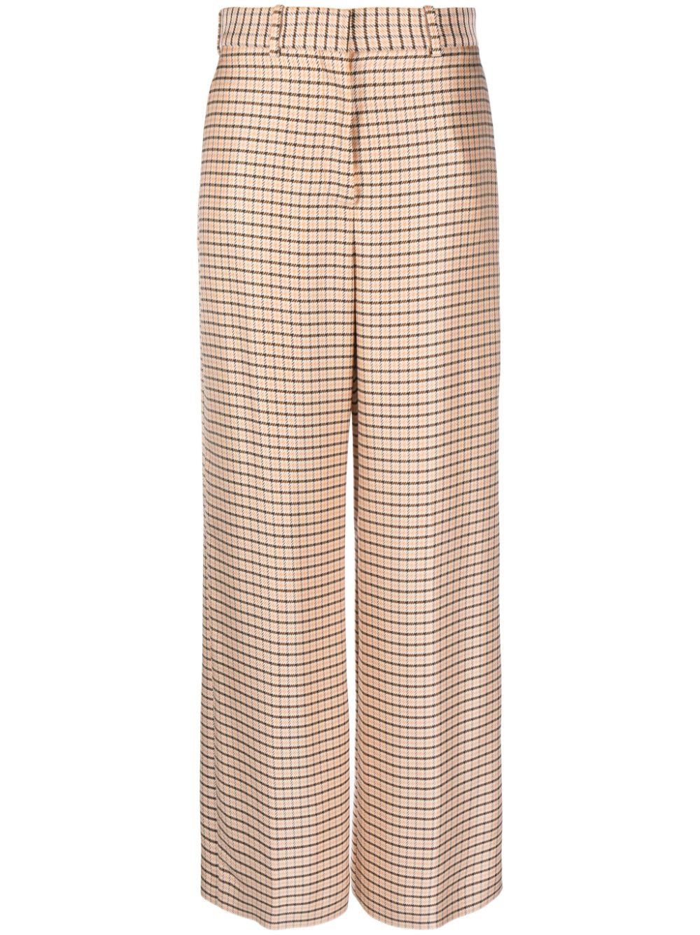 Wide-leg check trousers - Orange