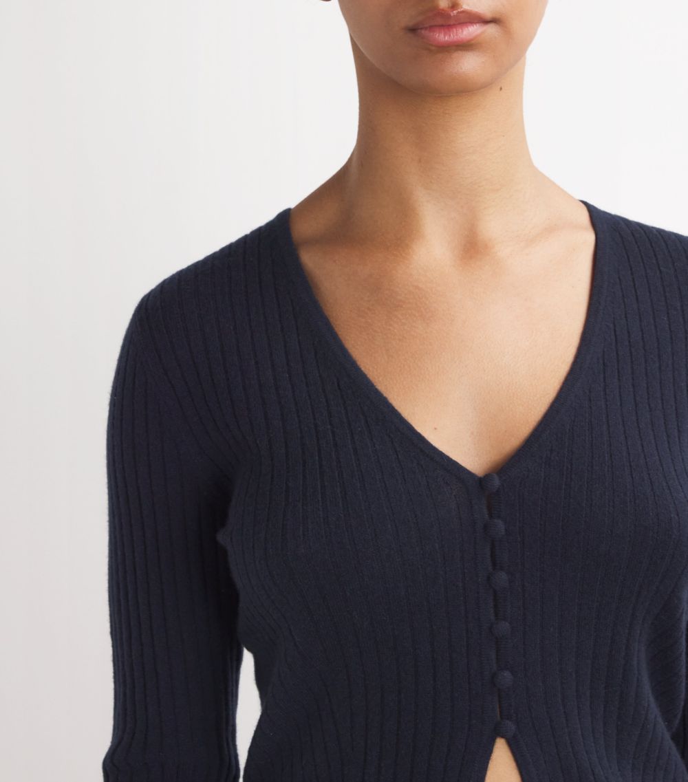 Cashmere Ribbed-Knit Cardigan
