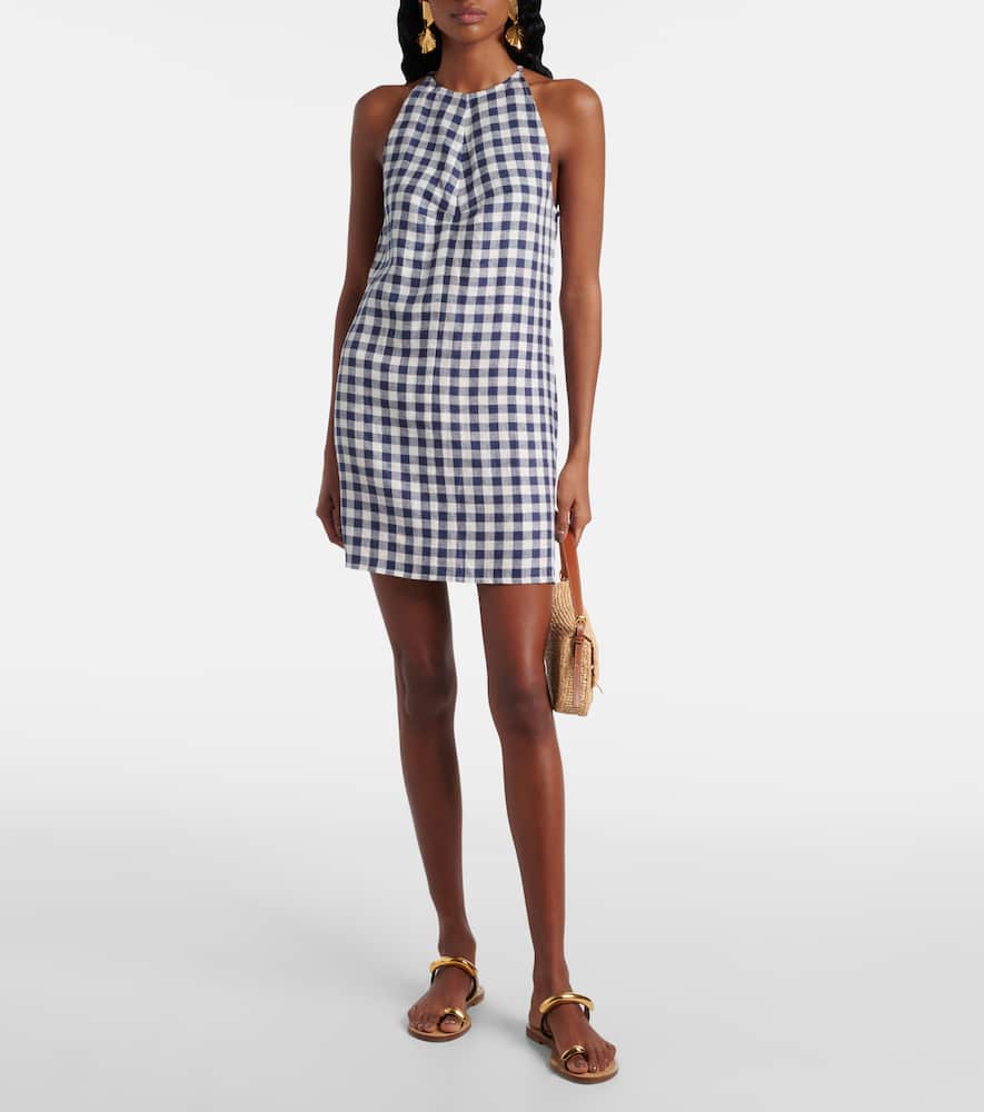 Antiqua gingham linen minidress