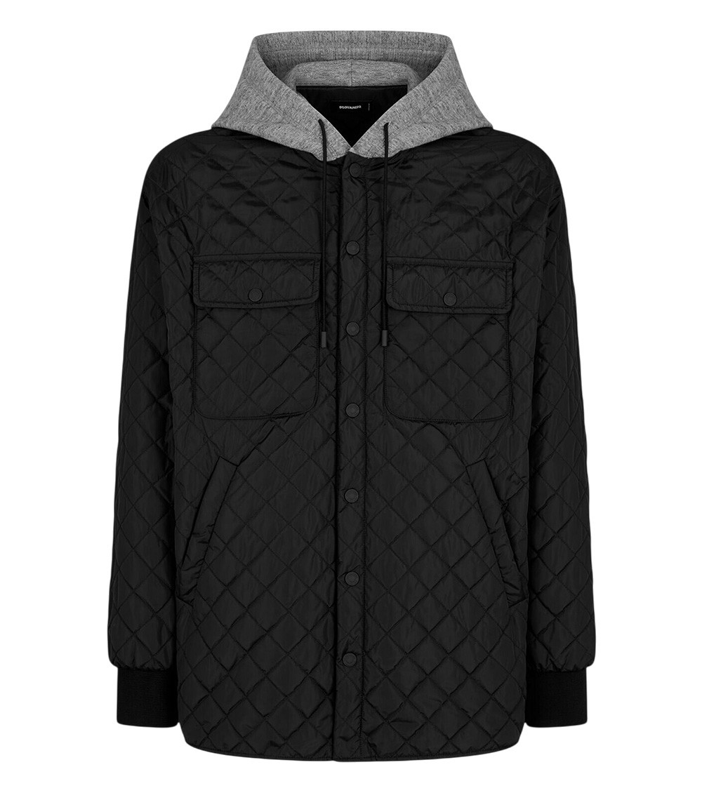 Black Quilted Hood Jacket