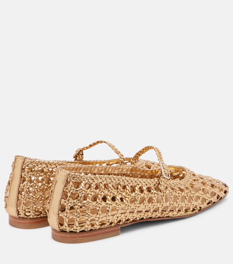 Paris woven leather Mary Jane flats