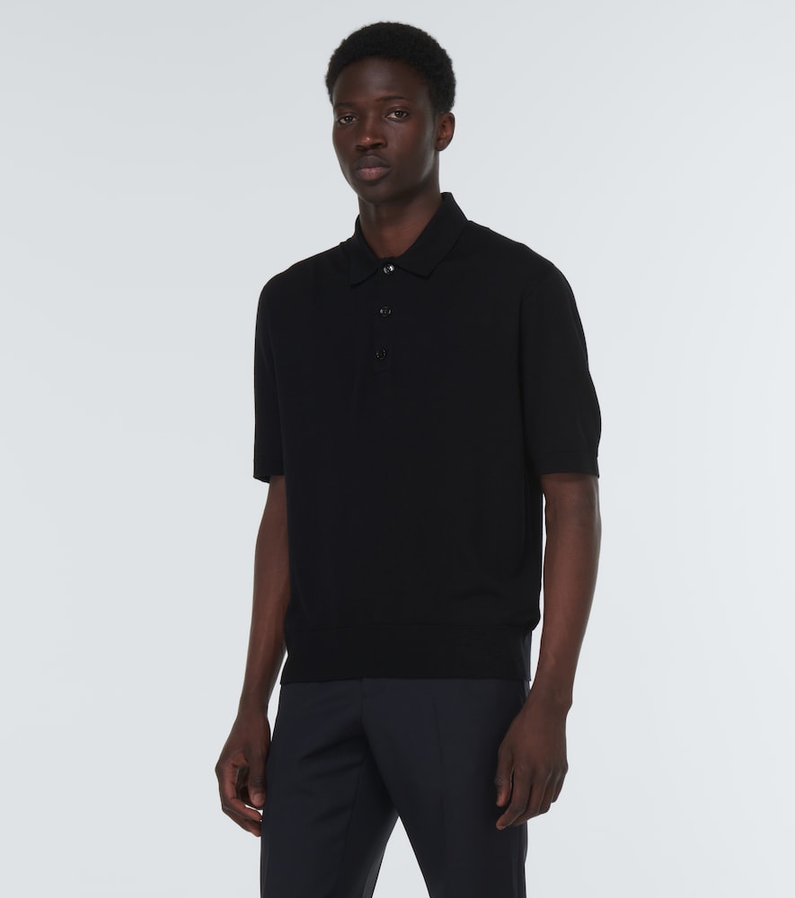 Wool and silk polo top