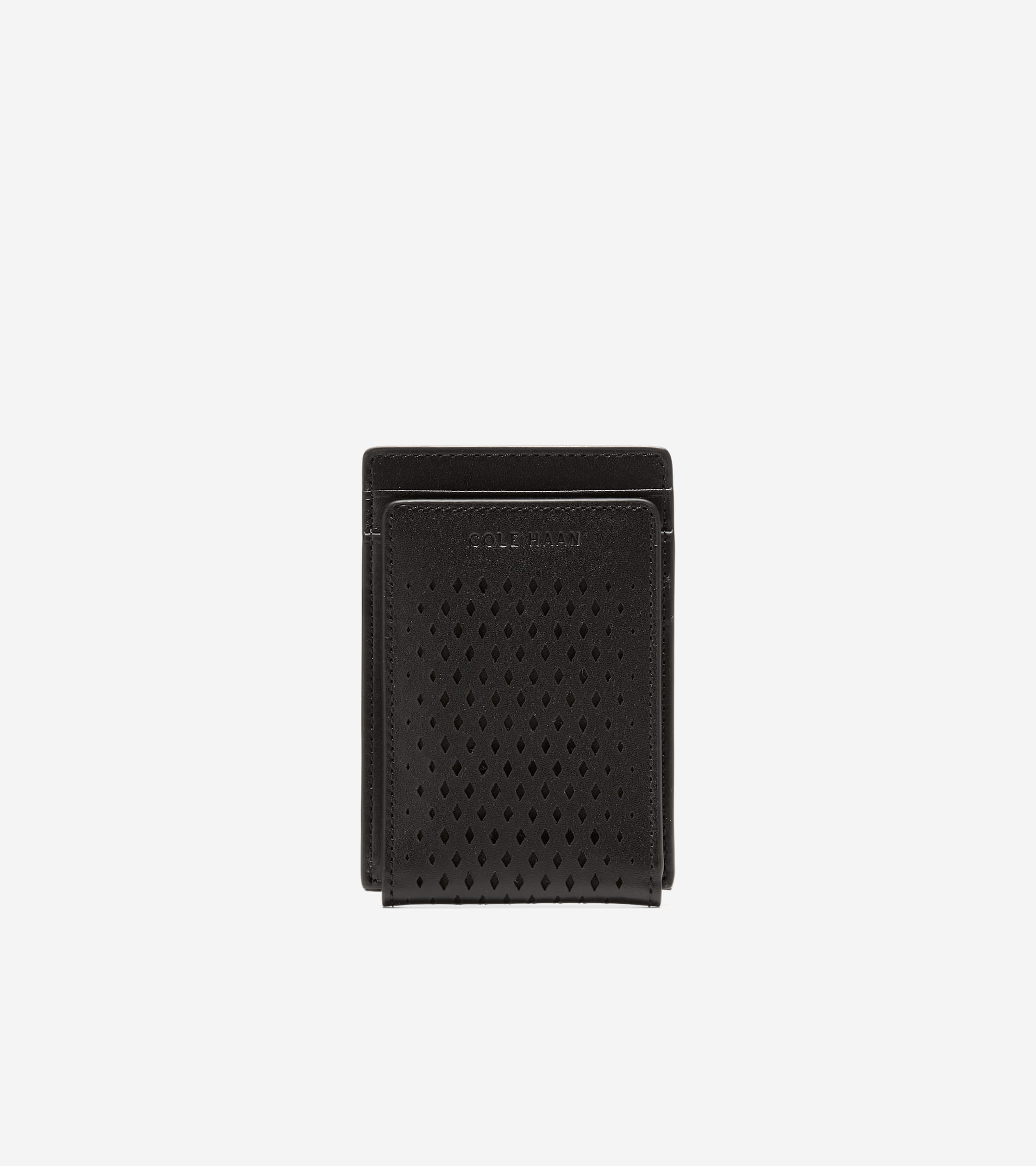 Men's Washington Perforated Card Case - Black