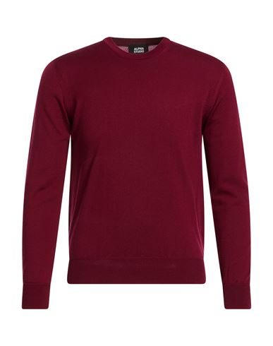 Man Sweater Burgundy Size 36 Merino Wool