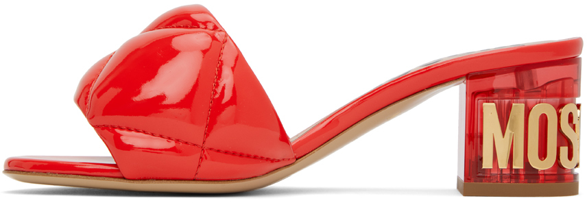 Red quilted mules